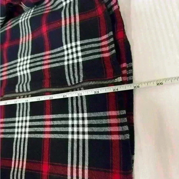 Chaps black red white plaid zip up flannel shirt jacket shacket size XL petite - Picture 6 of 10